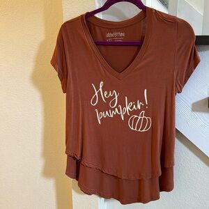 Latched Mama v- neck boyfriend nursing tee- Hey Pumpkin